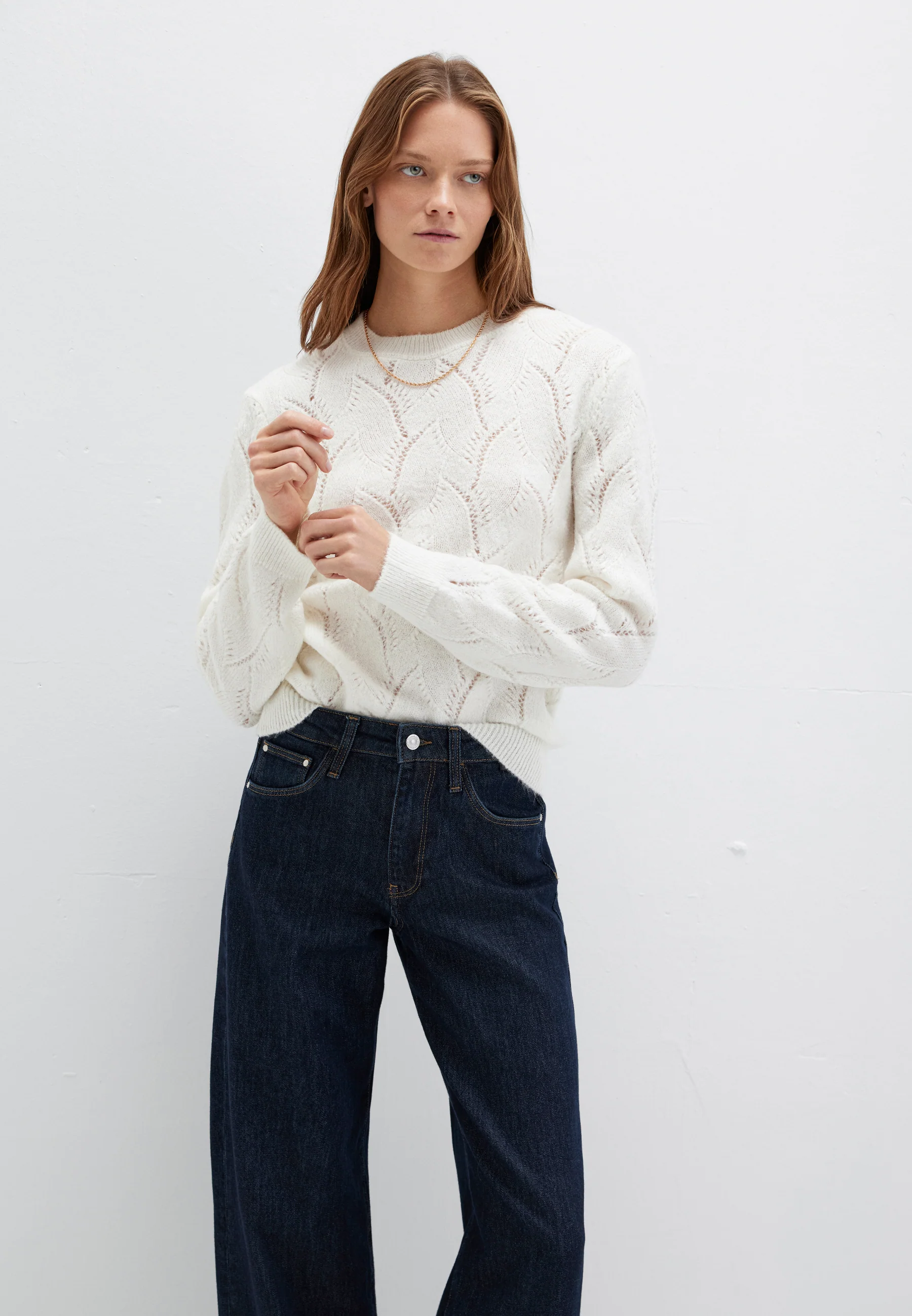 CREW NECK SWEATER | Pullover mit Lochstrickmuster - Image 3