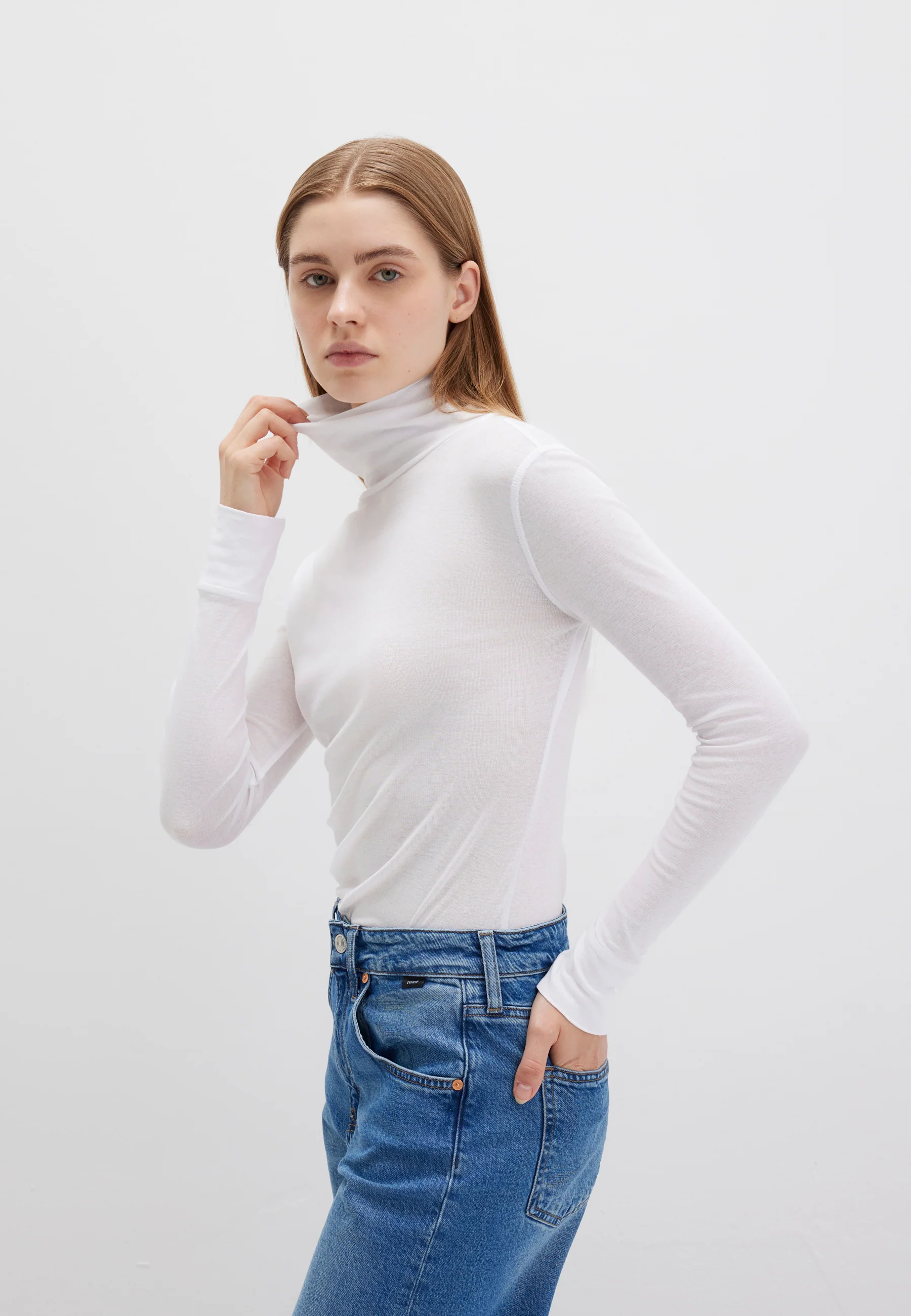 HIGH COLLAR JERSEY | Longsleeve Top - Image 3