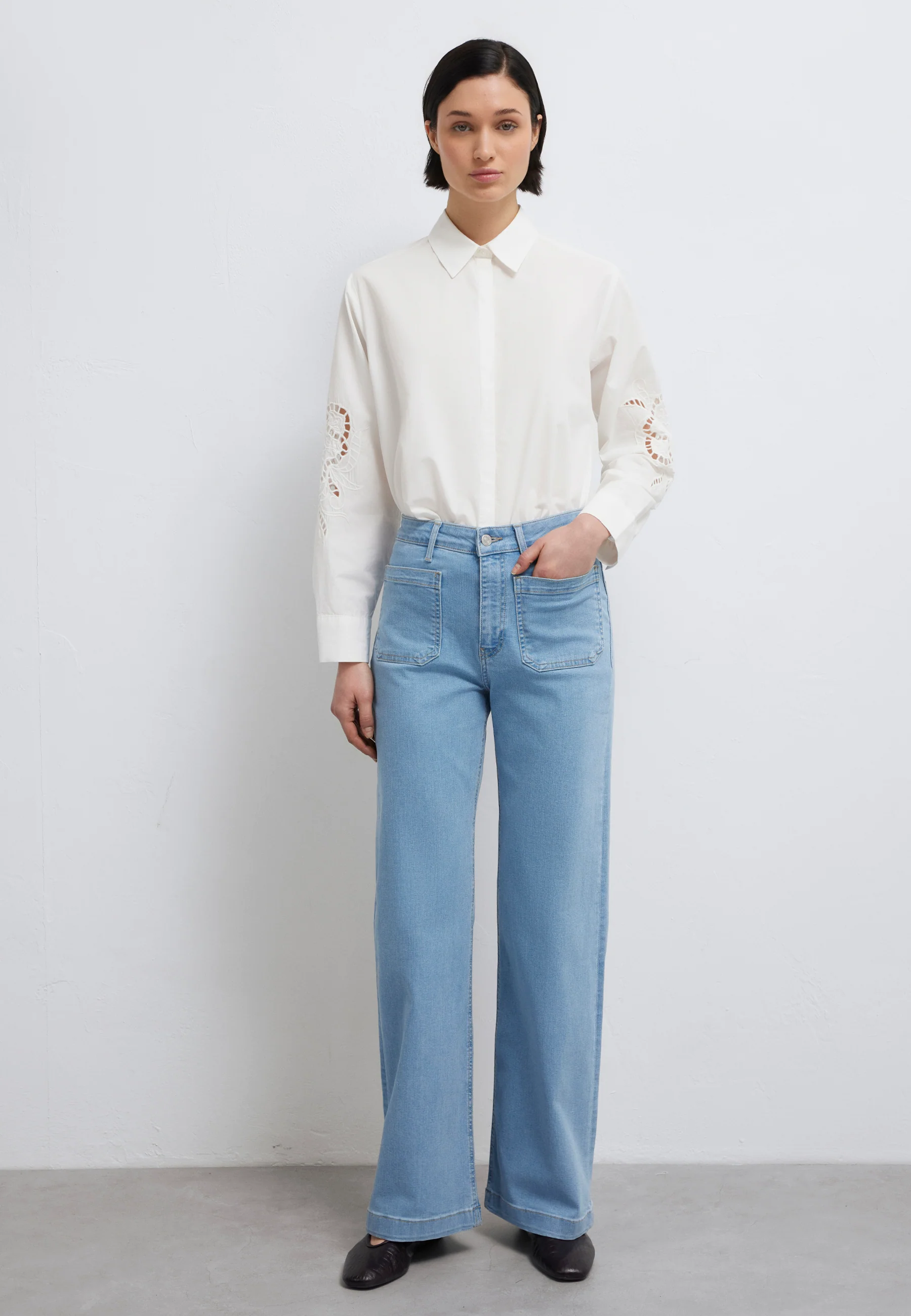LONG SLEEVE WOVEN SHIRT | Lochmuster Bluse - Image 4